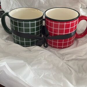 Hallmark VIP Red Green Plaid 16 oz. Mug Set